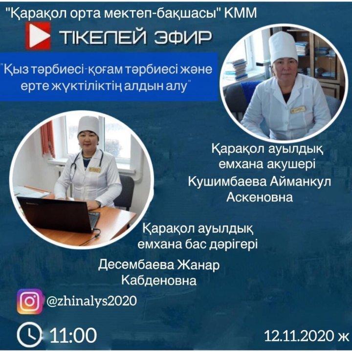 8-11сыныптар арасындагы қыздармен "Қыз тәрбиесі -қоғам тәрбиесі"және " Ерте жүктіліктің алдын алу"